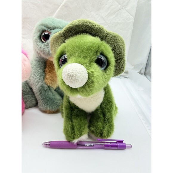 Set of 3 Adventure Planet 8" Baby Dinosaurs Green & Pink Plush Stuffed Animals - Picture 11 of 12